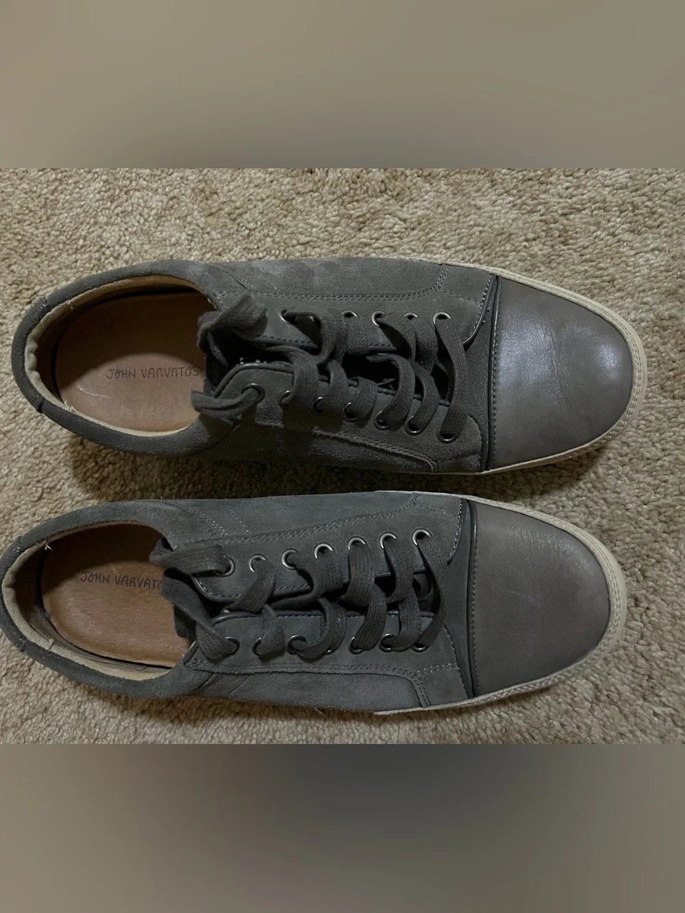 John Varvatos Gray Suede & Leather Lace-Up Dress Sneakers Men’s Size 8 M